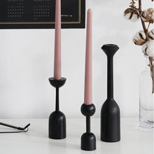 Load image into Gallery viewer, Nordic Black Wooden Candle Holders - Set 5pcs
