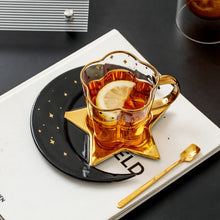Load image into Gallery viewer, Cup and Saucer Star Set - Glass and Porcelain

