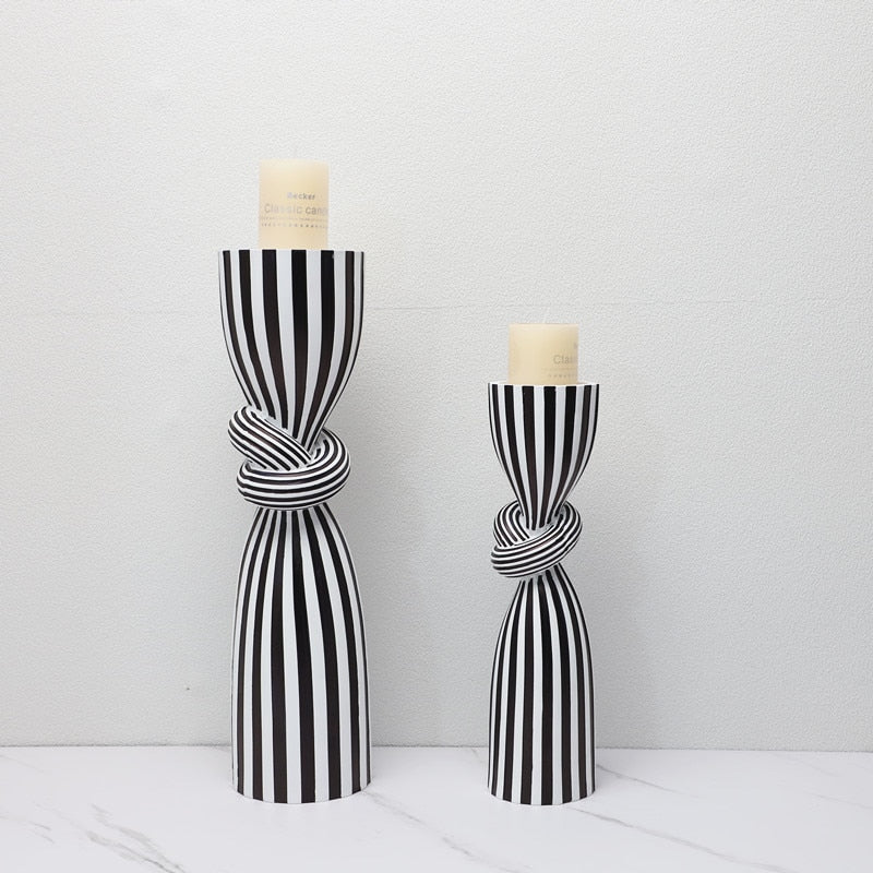 Resin candle holder Striped - modern style